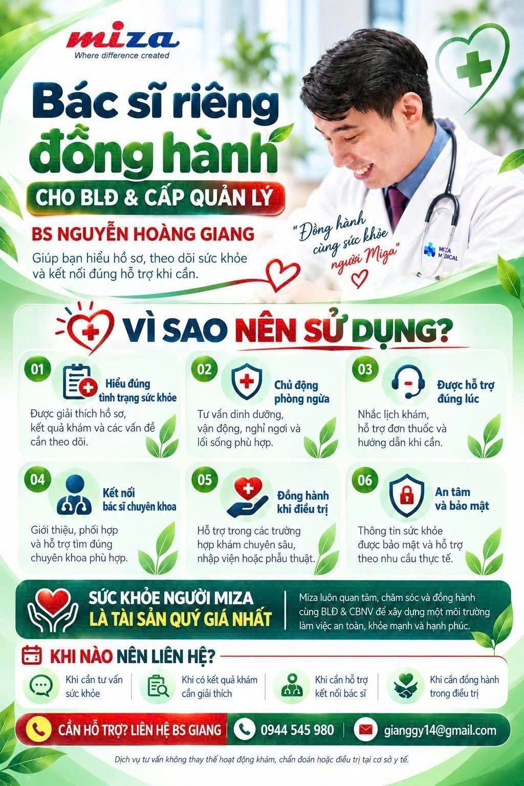 BÁC SĨ RIÊNG ĐỒNG HÀNH CÙNG BLĐ & CẤP QUẢN LÝ